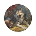 thumbnail image 1 of Round Placemats Set of 4 Heat Resistant Washable Kitchen Table Decorations 15.4in Gray Wolf and Squirrel, 1 of 7