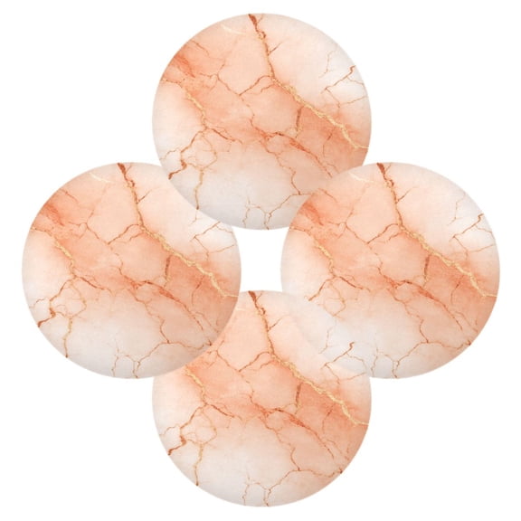 Round Placemats Set of 4 Heat Resistant Washable Kitchen Table Decorations 15.4in Light Orange Marble Crack