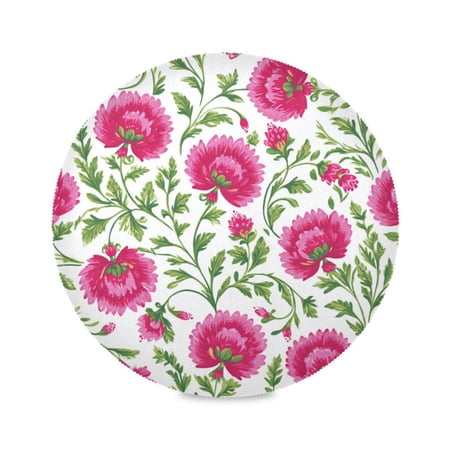Round Placemats Set of 4 Heat Resistant Washable Kitchen Table Decorations 15.4in Lush Pink Peonies