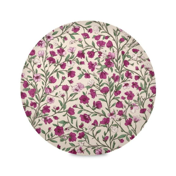 Round Placemats Set of 4 Heat Resistant Washable Kitchen Table Decorations 15.4in Red-pink Magenta Flowers