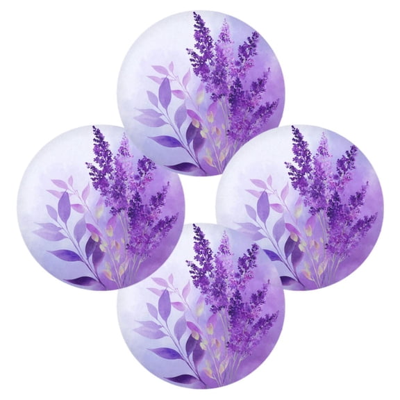 Round Placemats Set of 4 Heat Resistant Washable Kitchen Table Decorations 15.4in Watercolor Lavender Clip Art