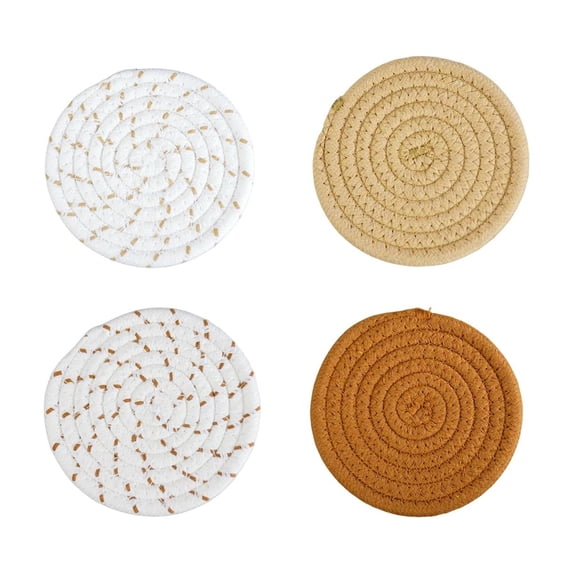 Round Placemats Set of 4, Heat Resistant Woven Table Mats, Washable Cotton Rope Placemats for Kitchen and Dining Table