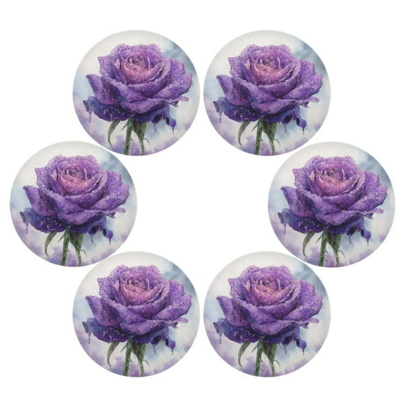Round Placemats Set of 6 Heat Resistant Washable Kitchen Table Decorations 15.4in A Beautiful Purple Rose Portrait
