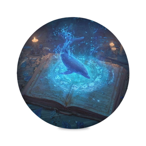 Round Placemats Set of 6 Heat Resistant Washable Kitchen Table Decorations 15.4in Ancient Magic Book