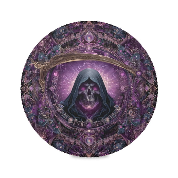 Round Placemats Set of 6 Heat Resistant Washable Kitchen Table Decorations 15.4in Magic Death Summoning