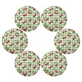 thumbnail image 1 of Round Placemats Set of 6 Heat Resistant Washable Kitchen Table Decorations 15.4in Pale Green Cherry Painting, 1 of 7