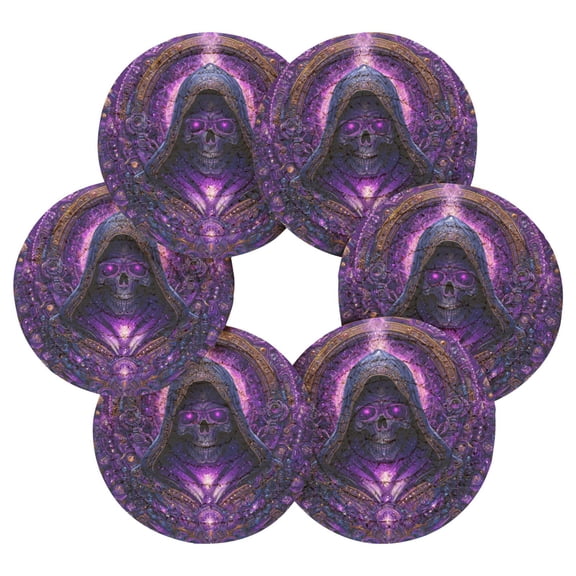 Round Placemats Set of 6 Heat Resistant Washable Kitchen Table Decorations 15.4in Shinigami Magic Card