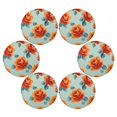thumbnail image 1 of Round Placemats Set of 6 Heat Resistant Washable Kitchen Table Decorations 15.4in Yellow-orange Roses Pattern, 1 of 7