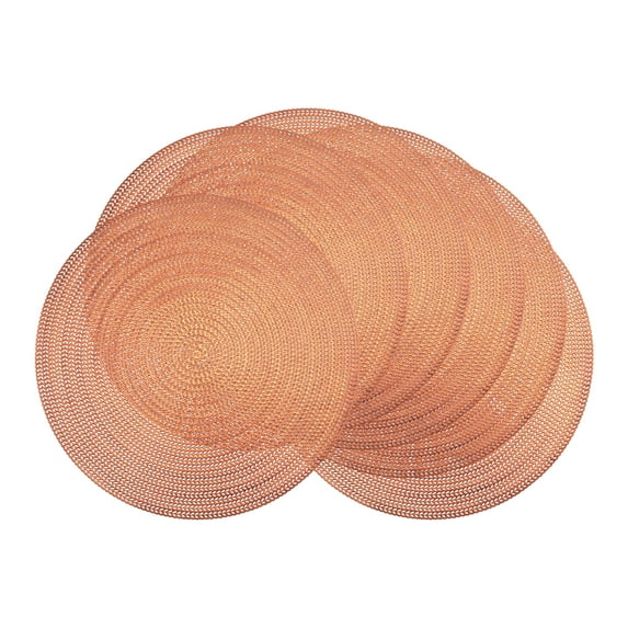 Round Placemats Set of 6 Hollow Design Placemats for Dining Table Decor Washable Kitchen Table Mat Bronze 15inch