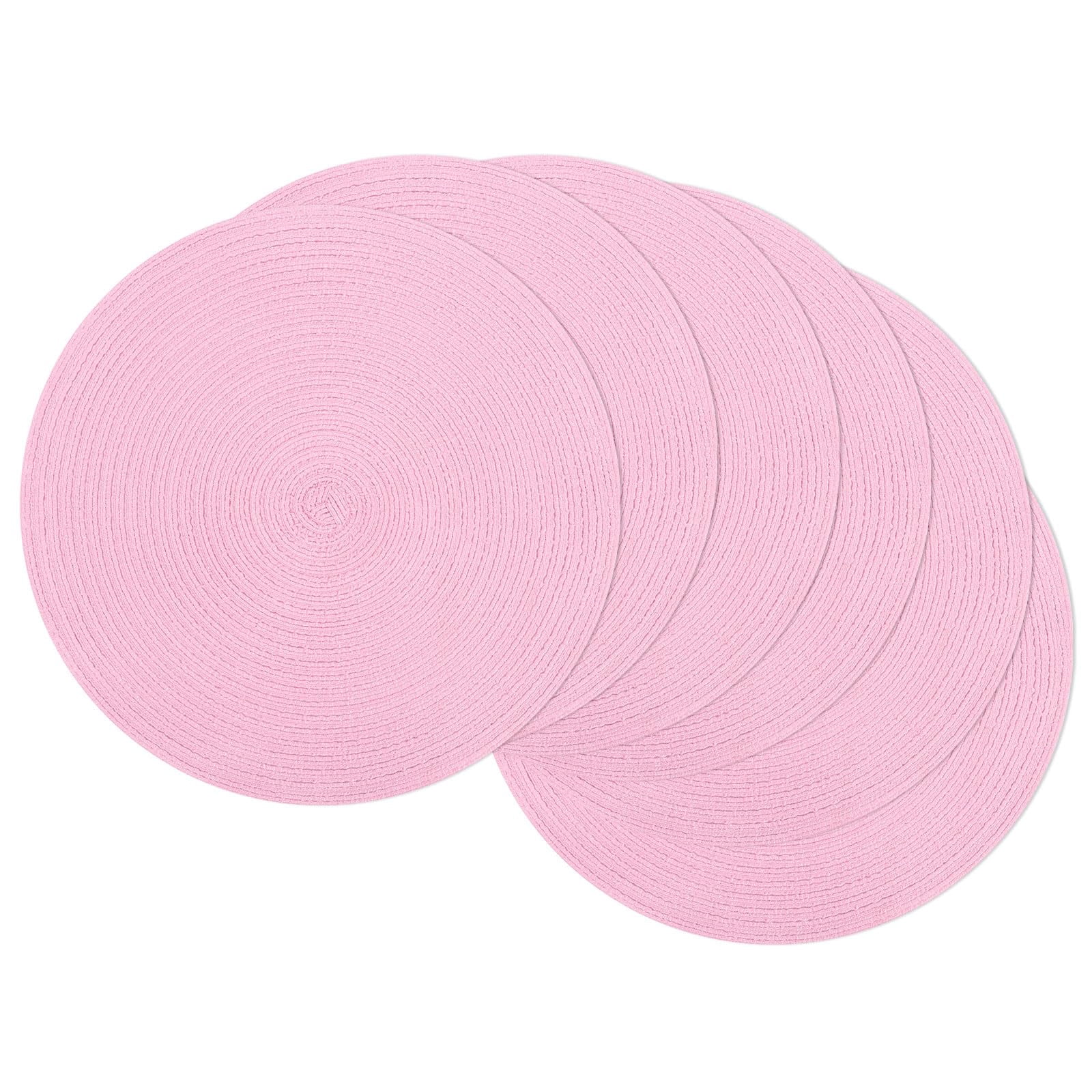 Round Placemats Set of 6 Woven Braided 15 inch Circle Placemat for Dining Tables Kitchen Table Mats Washable
