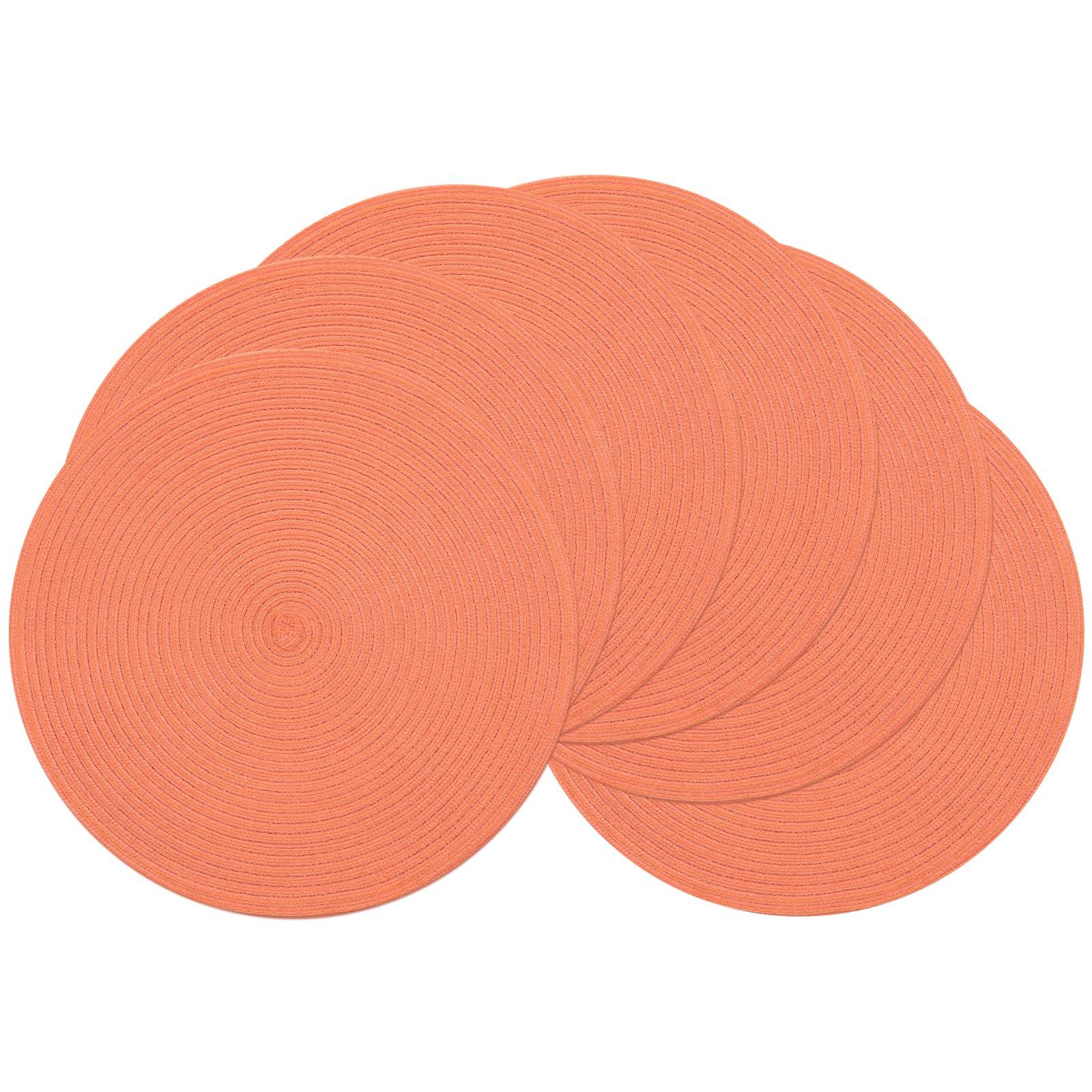 Round Placemats Set of 6 Woven Braided 15 inch Circle Placemat for Dining Tables Kitchen Table Mats Washable