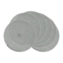 Round Placemats Set of 6 Woven Placemats for Dining Table Decor Indoor Kitchen Table Mat Wipe Clean Gray 15inch