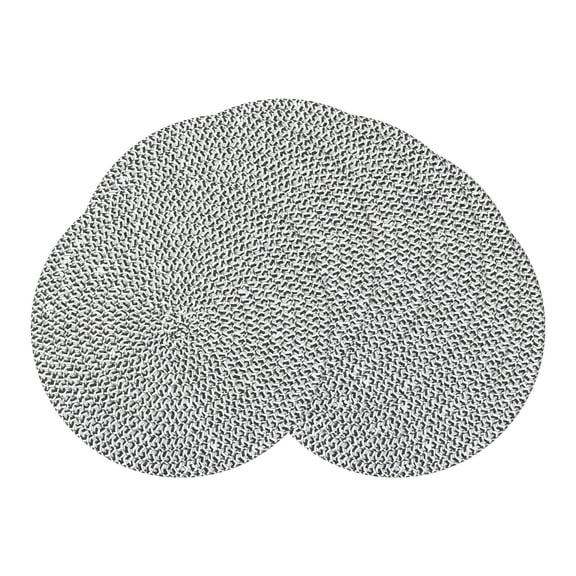 Round Placemats Set of 6 Woven Placemats for Home and Kitchen Indoor Table Mat Wipe Clean Black 15inch