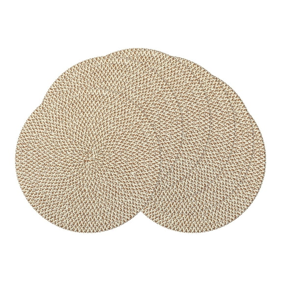 Round Placemats Set of 6 Woven Placemats for Home and Kitchen Indoor Table Mat Wipe Clean Coffee 15inch