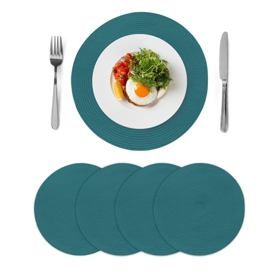 Round Placemats Solid Color 15 inch Set of 4 Table Mats for Dining Table Turquoise Heat Resistant Non-Slip Kitchen & Home Decorative Place Mat Set