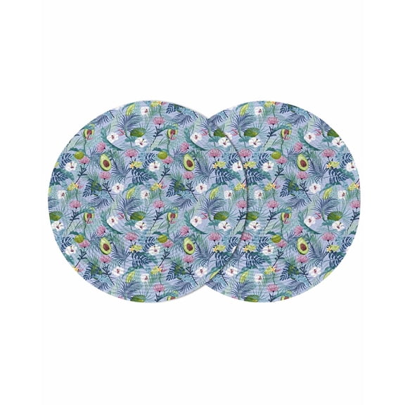 Round Placemats Summer Palm Leaves 15 inch Set of 2 Table Mats for Dining Table Avocado Tropical Plant Floral Heat Resistant Non-Slip Kitchen & Home Decorative Place Mat Set