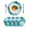 thumbnail image 1 of Round Placemats Teal Green Marble 15 inch Set of 4 Table Mats for Dining Table Gold Modern Art Heat Resistant Non-Slip Kitchen & Home Decorative Place Mat Set, 1 of 8