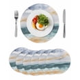thumbnail image 1 of Round Placemats Teal Waves 15 inch Set of 6 Table Mats for Dining Table Modern Abstract Art Heat Resistant Non-Slip Kitchen & Home Decorative Place Mat Set, 1 of 8