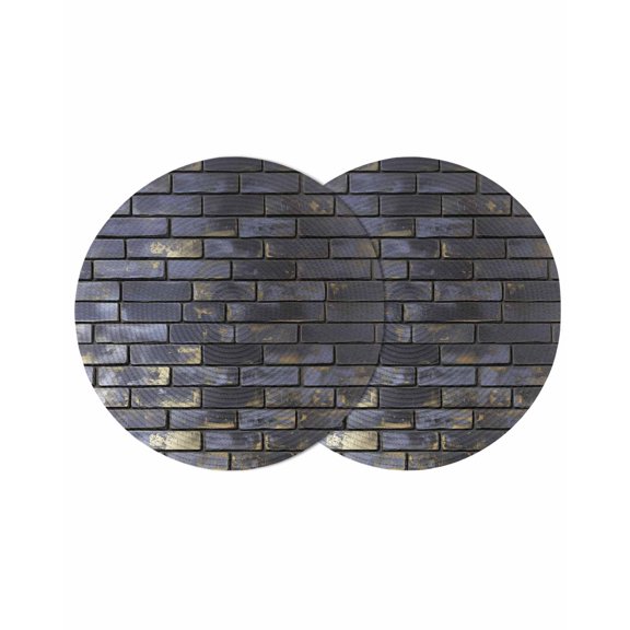 Round Placemats Vintage Brick Wall 15 inch Set of 2 Table Mats for Dining Table Mist Blue Heat Resistant Non-Slip Kitchen & Home Decorative Place Mat Set
