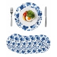 thumbnail image 1 of Round Placemats Watercolor Blue Flower 15 inch Set of 6 Table Mats for Dining Table Blue Theme Heat Resistant Non-Slip Kitchen & Home Decorative Place Mat Set, 1 of 8
