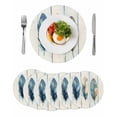 thumbnail image 1 of Round Placemats Watercolor Ombre Yellow Blue Feather 15 inch Set of 6 Table Mats for Dining Table Wood Grain Heat Resistant Non-Slip Kitchen & Home Decorative Place Mat Set, 1 of 8