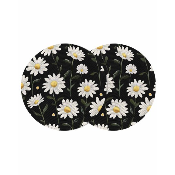 Round Placemats White Daisy 15 inch Set of 2 Table Mats for Dining Table Flowers Scenery Heat Resistant Non-Slip Kitchen & Home Decorative Place Mat Set
