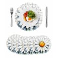 thumbnail image 1 of Round Placemats White Daisy 15 inch Set of 6 Table Mats for Dining Table Retro Art Heat Resistant Non-Slip Kitchen & Home Decorative Place Mat Set, 1 of 8