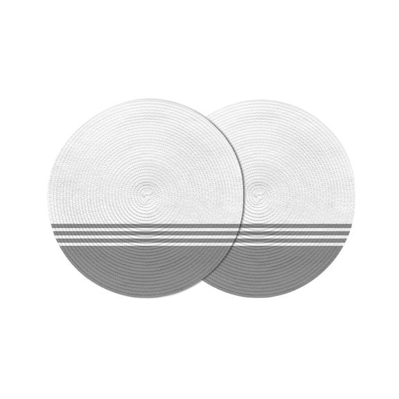 Round Placemats White Geometric Gray Stripes 15 inch Set of 2 Table Mats for Dining Table Modern Minimalist Heat Resistant Non-Slip Kitchen & Home Decorative Place Mat Set