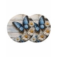 thumbnail image 1 of Round Placemats Wood Grain 15 inch Set of 2 Table Mats for Dining Table Blue Butterfly Flower Heat Resistant Non-Slip Kitchen & Home Decorative Place Mat Set, 1 of 8