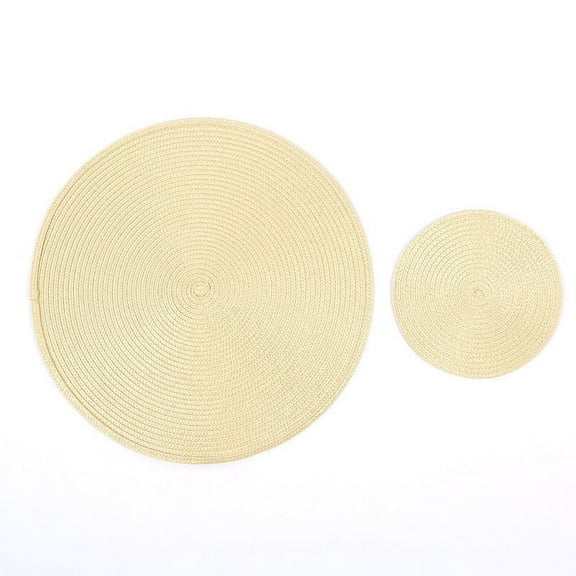 Round Placemats, Woven Table Mat Place Mat Household And Oil-proof Pad Heat Insulation Pad, Woven Washable Table Placemats for Dining Table, Wedding, Home, Thanksgiving Christmas Decoration