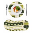 thumbnail image 1 of Round Placemats Yellow Beige Geometric 15 inch Set of 6 Table Mats for Dining Table Abstract Art Heat Resistant Non-Slip Kitchen & Home Decorative Place Mat Set, 1 of 8