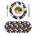 thumbnail image 1 of Round Placemats Yellow Blue Leaf 15 inch Set of 4 Table Mats for Dining Table White Flowers Heat Resistant Non-Slip Kitchen & Home Decorative Place Mat Set, 1 of 8