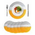 thumbnail image 1 of Round Placemats Yellow Grey Modern 15 inch Set of 6 Table Mats for Dining Table Abstract Art Heat Resistant Non-Slip Kitchen & Home Decorative Place Mat Set, 1 of 8