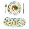 thumbnail image 1 of Round Placemats Yellow Lemon Blue Flowers 15 inch Set of 6 Table Mats for Dining Table Watercolor Leaf Plant Heat Resistant Non-Slip Kitchen & Home Decorative Place Mat Set, 1 of 8