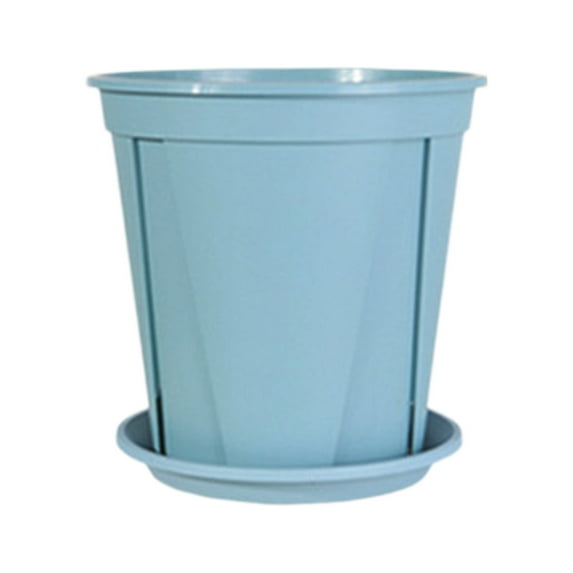 Round Planter Pots with Drainage Holes and Tray, Lightweight UV-Resistant Plastic Indoor & Outdoor Planters Flower Pot (Blue)