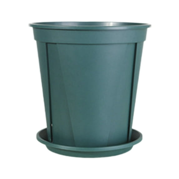 Round Planter Pots with Drainage Holes and Tray, Lightweight UV-Resistant Plastic Indoor & Outdoor Planters Flower Pot (Green)