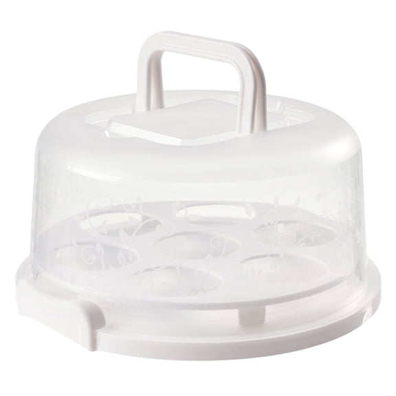 Round Cake Container - PP Material, Lid with Handle, Visible Design - for Food Storage and Portable Parties