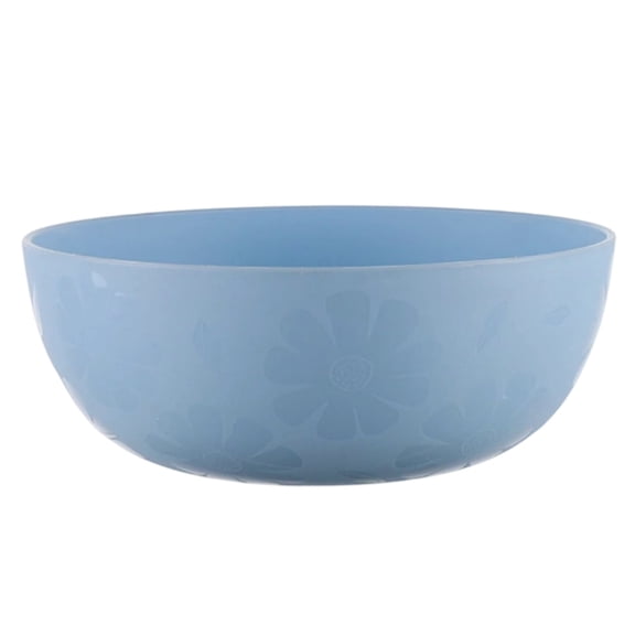 Round Plastic Cereal Bowl, 38 Ounce Daisies Etched Decorative Design, Kitchen Tableware for Breakfast Fruit Snack Storage