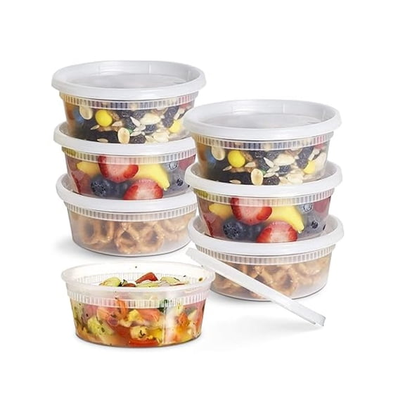 Round Plastic Deli Containers with Lids | Stackable, Microwavable, Freezer and Dishwasher Safe BPA Free Food Prep and Storage Containers