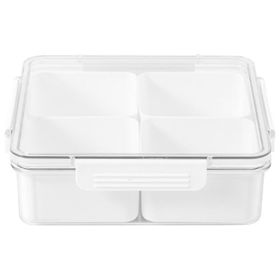 Round Plastic Divided Serving Tray with Lid 4/5 Individual Dishes Food Storage Containers Snack Fruit Veggie Candies Serving Platter Home Supplies