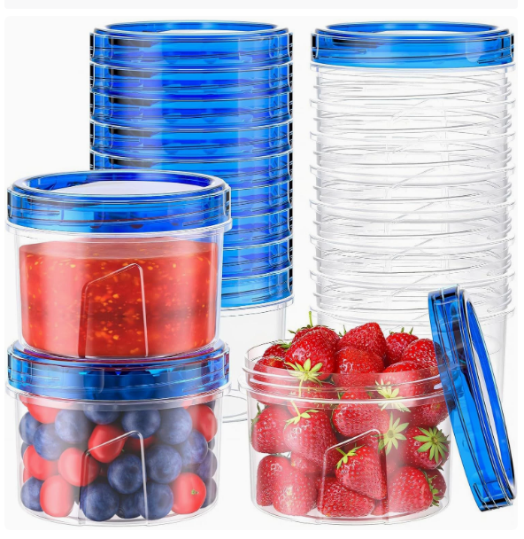 Round Plastic Food Storage Container Set, Airtight Leak-Proof Meal Prep Box, Microwave Freezer Fridge Safe for Food Storage and Kitchen Organization