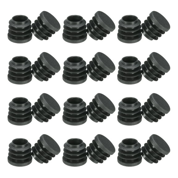 Round Plastic Hole Plug 3/4inch, Pipe Tubing End Cap, Black 24 Pack