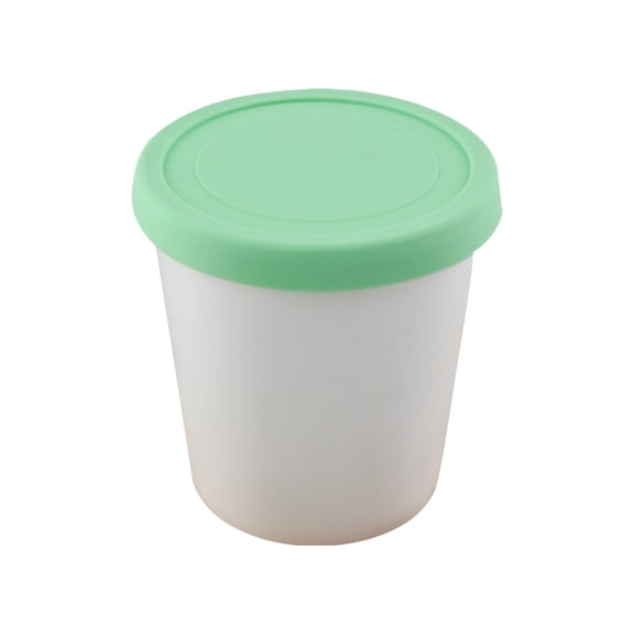 Round Plastic Ice Cup with Wide Mouth - Sealed Silicone Lid Dessert Container | Freezer-Safe Cup for Ice, Sweets & Treats | Reusable Leakproof Food Storage(Green)