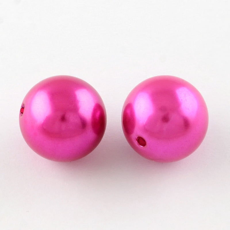 Round Plastic Imitation Pearl Beads Magenta 20mm Hole: 2mm 120pcs/500g