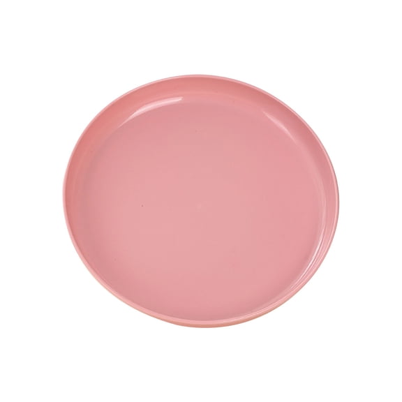 Round Plastic Serving Tray Platter,7.9 inch Lightweight Wheat Straw Food Tray,Stackable Heavy-Duty Tea Tray for Party,Reusable Restaurant Fast Food Holder for Cup Cake Snack Fruits (Pink)