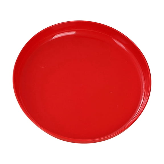 Round Plastic Serving Tray Platter,Lightweight Non-Slip Food Service Tray Platter,Reusable Plastic Fast Food Serving Tray for Bar Coffee Home Cafeteria Hotel and More,7.9 inch (Red)