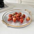 thumbnail image 1 of Round Plastic Serving Tray with Handles for Coffee Table and Tea Service, 1 of 6