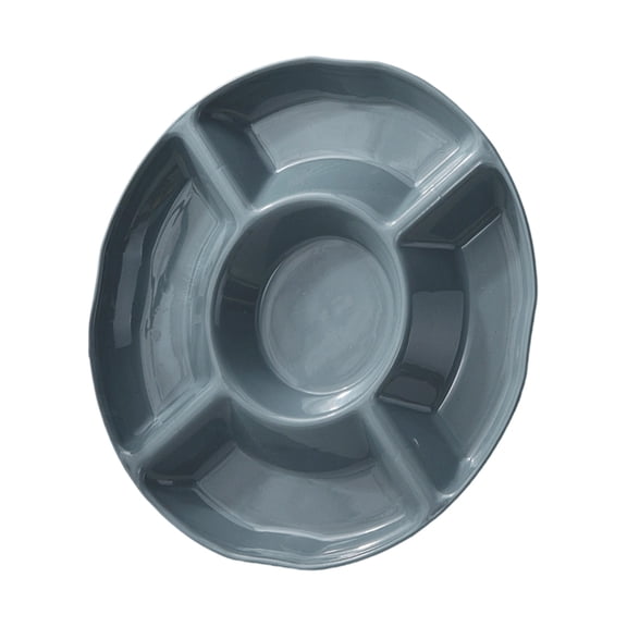 Round Plastic Serving Trays ,5 Sectional Snacks Serving Dish Food Platters for Nut Snack Candy Veggie Fruit Gray