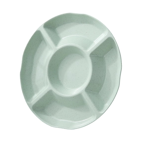 Round Plastic Serving Trays ,5 Sectional Snacks Serving Dish Food Platters for Nut Snack Candy Veggie Fruit Mint Green