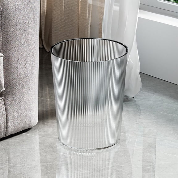 Round Plastic Small 1.7 Gallon Recycle Trash Can Wastebasket, Garbage Container Bin for Bathrooms, Kitchen, Bedroom, Home Office - Durable Plastic - Polished